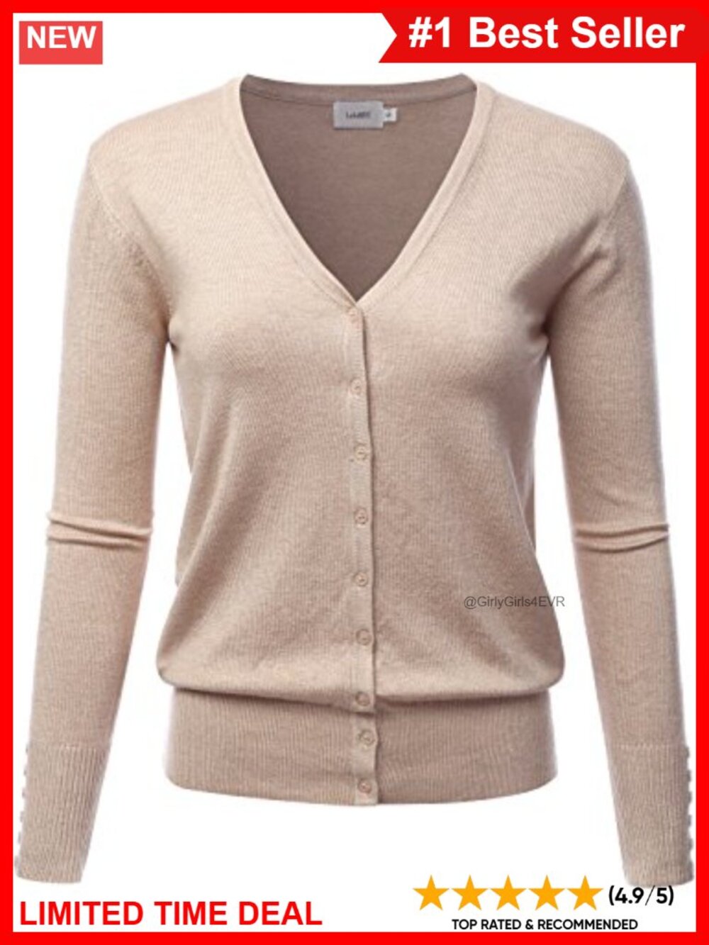 Women's V-Neck Button Down Soft Knit Long Sleeve Sweater Cardigan